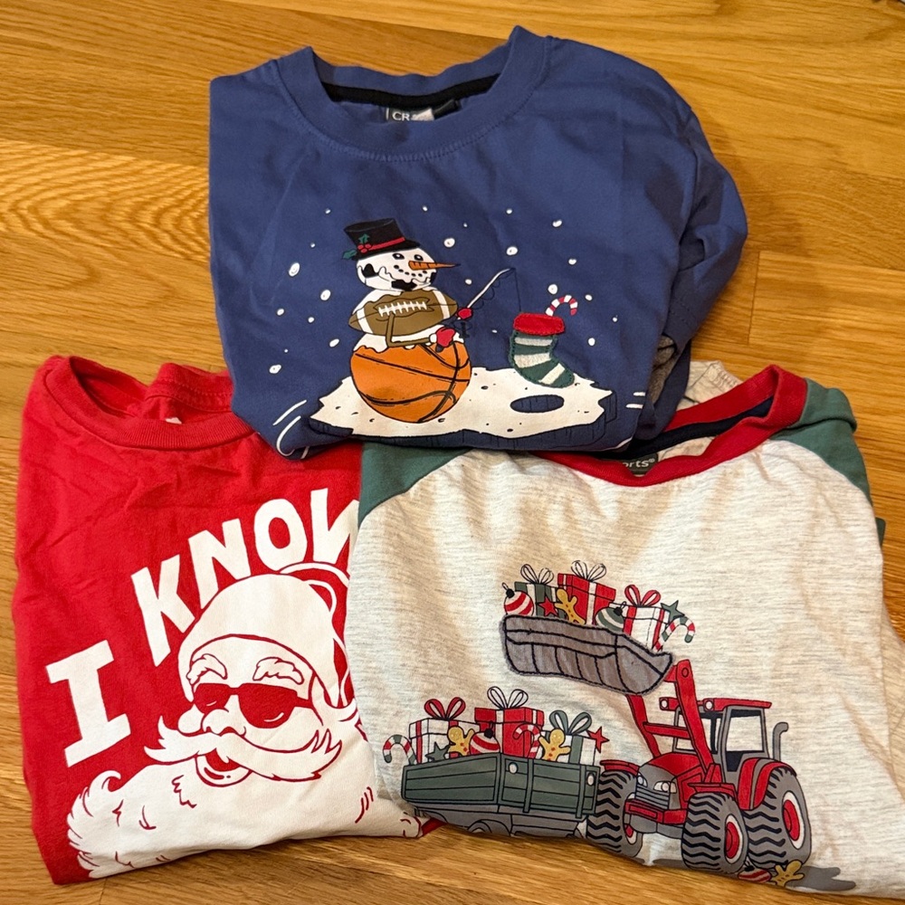 Boys Christmas shirts (3) size 7